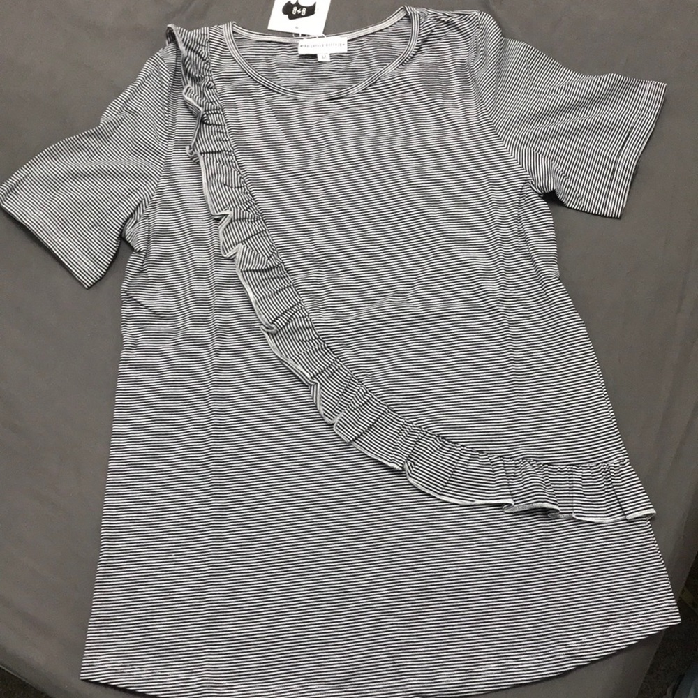 Black Striped Ruffle Top
